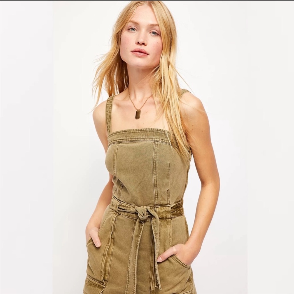 Free People Go West Utility Open Back Jumpsuit S - Picture 5 of 16